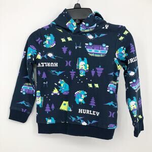 Hurley Boys Hoodie 3T Blue Sweatshirt Print Camping Bears Pullover NWOT